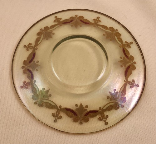 Antique Josphinenhutte Glass Demitasse Cup & Saucer, Enameled, Hand Blown - Picture 9 of 10