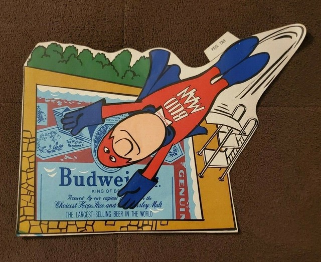 Vintage Original Authentic 70's Budweiser Bud Man High Dive Mighty Malt