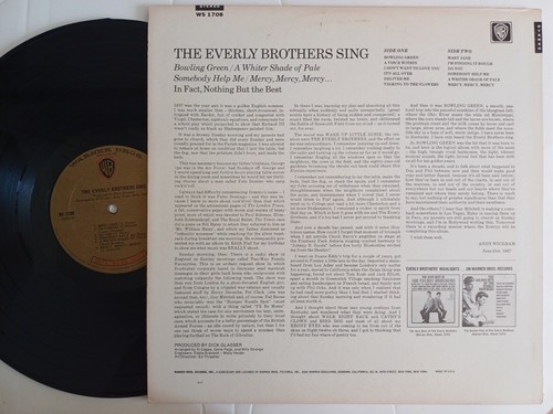 Vinyl LP 33 RPM The Everly Brothers Sing 1967 WS 1708 EX - Picture 2 of 2