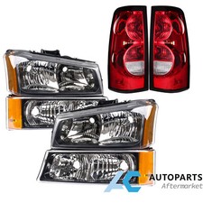 For 2003-2006 Chevy Silverado 1500 Headlights Tail Lights Assembly Set Black For 2003-2006 Chevy Silverado 1500 Headlights Tail Lights Assembly Set Black