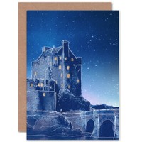 Scotland Eilean Donan Night Blank Greeting Card With Envelope