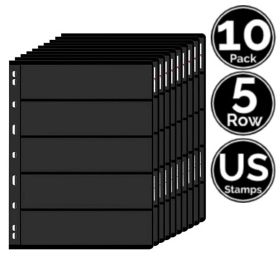 10 Pack 5 Row 100 Pocket Double Sided 9 Hole Inner Page Sheet 4 US Stamps