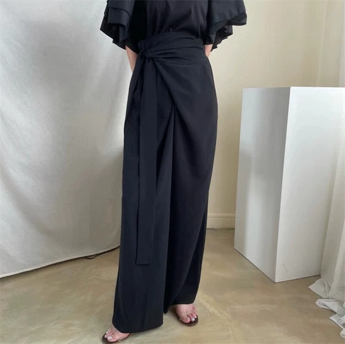 womens high waisted bow pocket High Waist Korean wide leg pants Trousers fashion - Picture 17 of 25