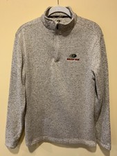 MOSSY OAK Men  s Pullover Sweater Size Medium M 1/4  Zip Brown Ivory Exc Cond