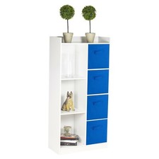 Tall Wooden 7 Cube Bookcase Shelving Display Storage Unit Cabinet Shelves NEW