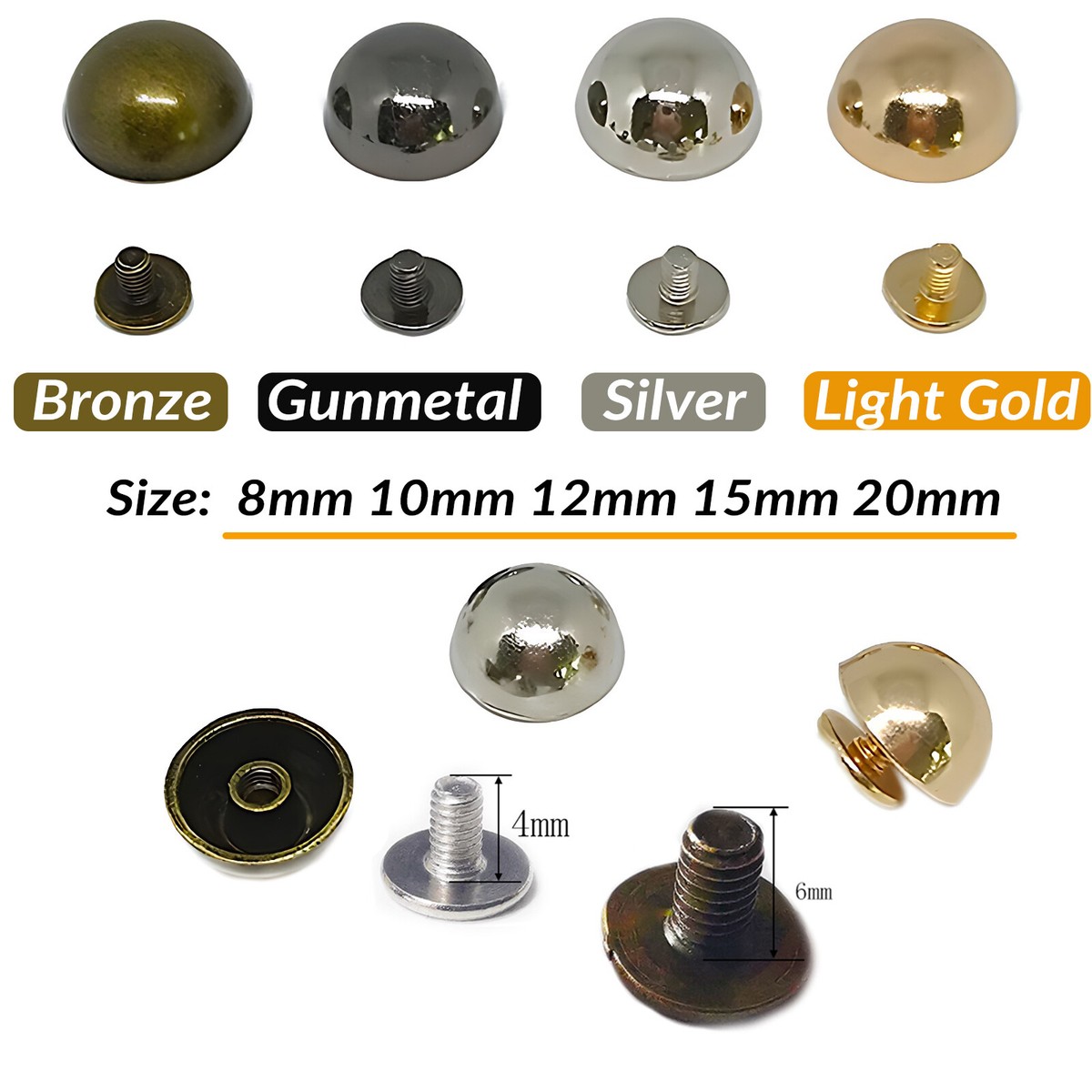 小物 ROUND&PYRAMID STUDS LEATHER SHORTKEYRING Round Rivet Screw Studs Button DIY Leather Crafts Belt Bag Punk 8