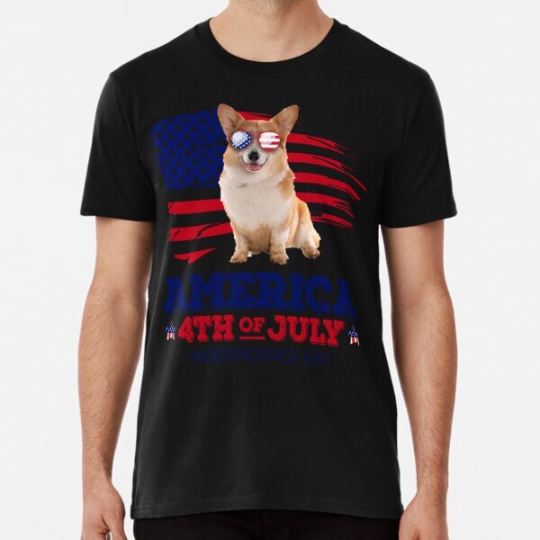 Corgi Flag USA America 4Th Of July Great Gift Idea Premium T-Shirt S-5XL