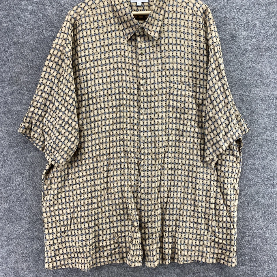 Camisa Pierre Cardin Hombre 2XL Beige Geométrica Cuello Abotonado Manga Corta Foto 4 de 4