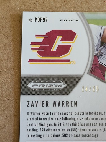 Zavier Warren 2020 Panini Prizm Draft Pick Snakeskin Print 24/25 Brewers - Picture 7 of 10