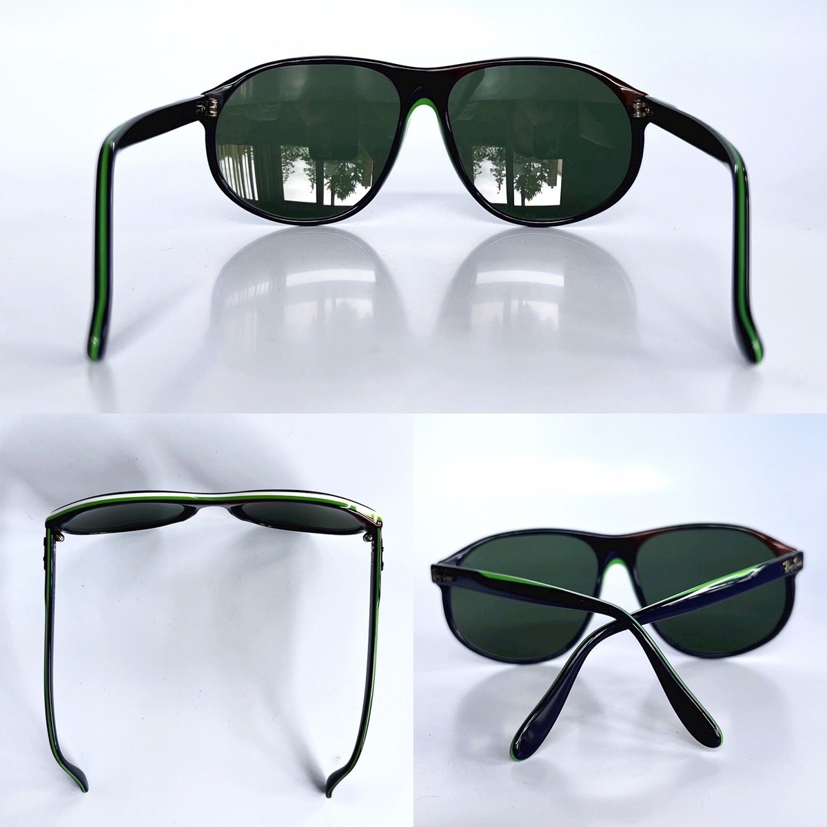 New Vintage B&L Ray Ban Navy Blue & Green Arcadia G15 Sport Sunglasses Vintage B&L RayBan USA Arcadia Navy Blue White Green 70s G15  main image 3