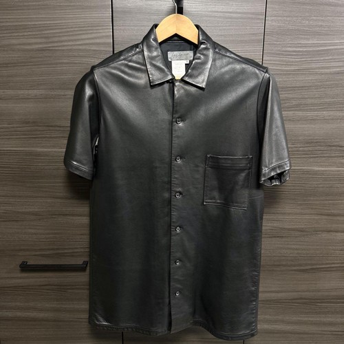 Yohji Yamamoto POUR HOMME Leather Short Sleeve Shirt Sheep Leather Black 3