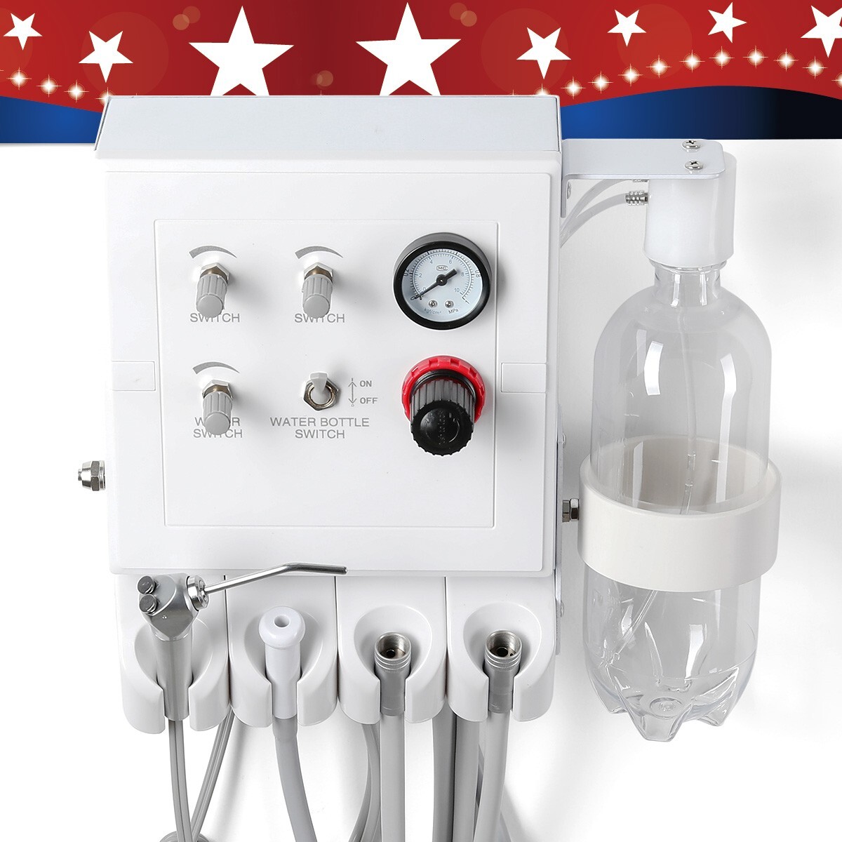 AZDENT Portable Dental Turbine Unit Weak Suction work with Air Compressor 2Holes