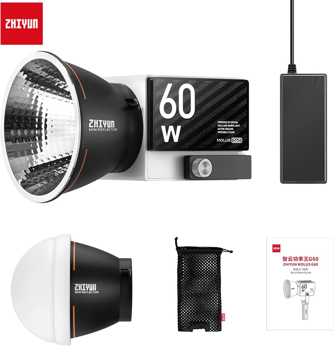 ZHIYUN Molus G60 Video Light 60W Portable Studio Led Light for