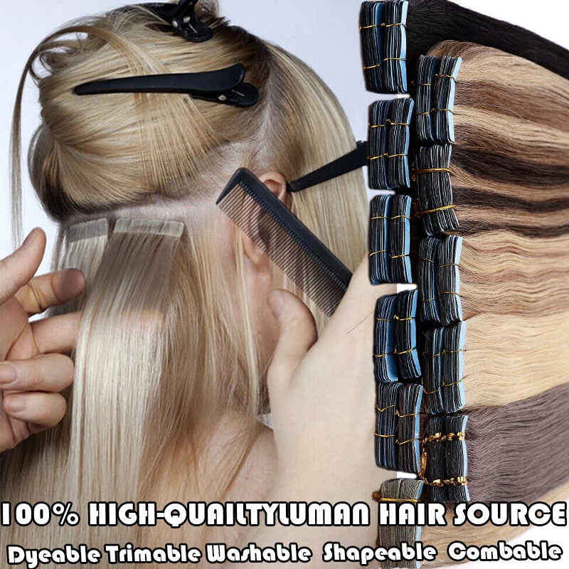 Invisible Tape In Remy Skin Weft 100% Human Hair Extensions THICK Full Head 150G - Image 2 of 4