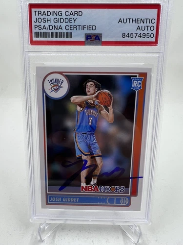 Josh Giddey Signed 2021-22 NBA Hoops RC IP Auto Oklahoma City Thunder PSA/DNA