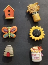 Fall Theme Resin Button Covers Lot 6pcs