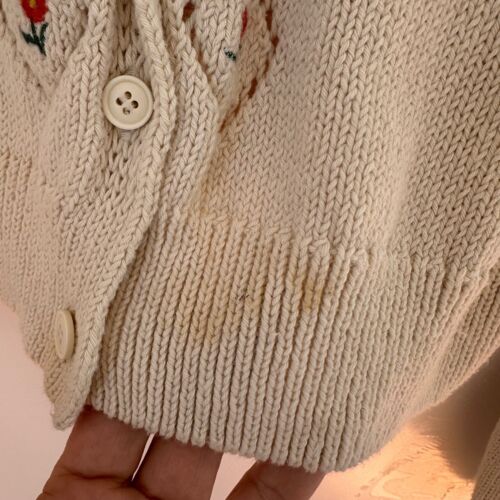 Zara Button Front Cardigan Womens L Cottagecore Grandmacore Knit Dainty Floral - Picture 5 of 17