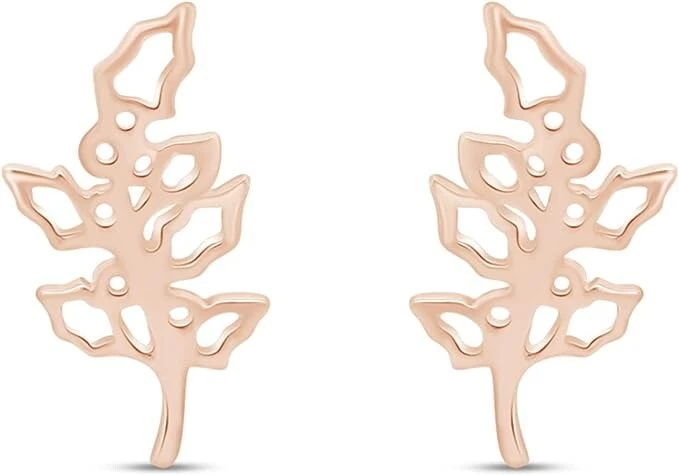 Aretes con flor de acebo enchapados en oro rosa de 14 quilates del mes de nacimiento de diciembre Foto 4 de 4