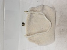 Antique Vintage NOS Japanese Beaded Purse Clutch Evening Bag White Beads