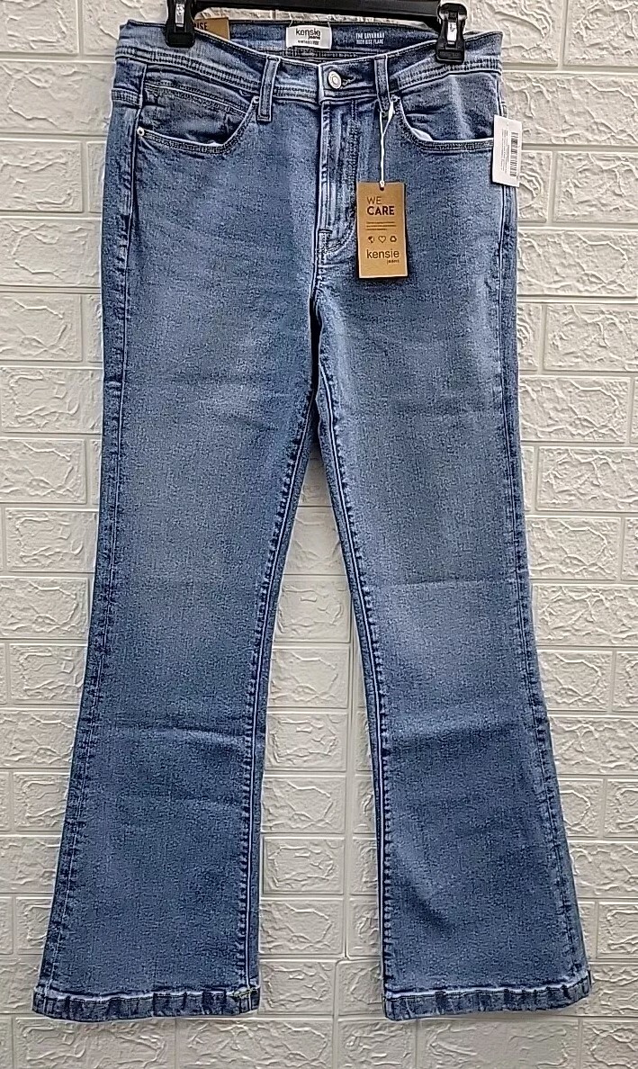 New Kensie Jeans The Savannah High Rise Flare Stretch Trouser Blue