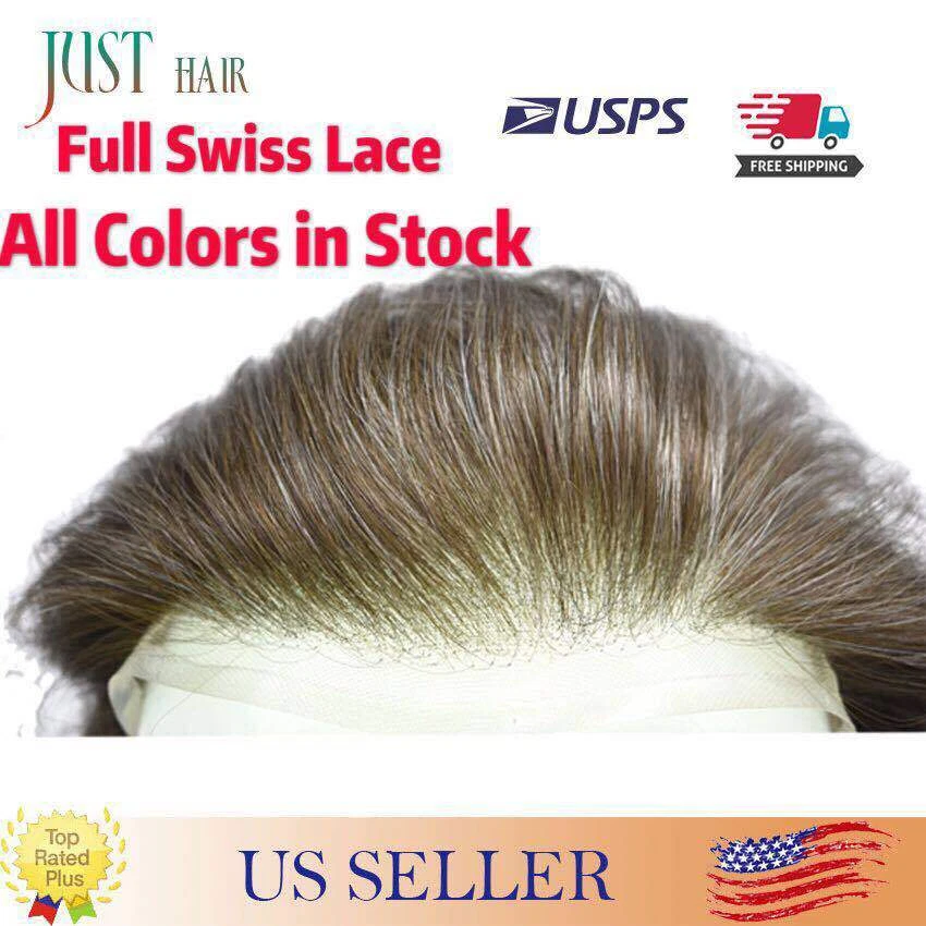 Мужской парик Toupee Hairpiece Full SWISS LACE подвал система замены человеческих волос - Изображение 3 из 4