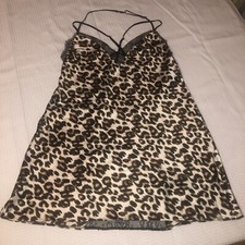 Victoria  s Secret Large Leopard Cheetah Print Babydoll Chemise Nightie Size L