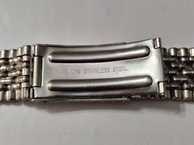 Rare NOS 1960-70's 18mm Curved End Link Beads Of Rice Stainless