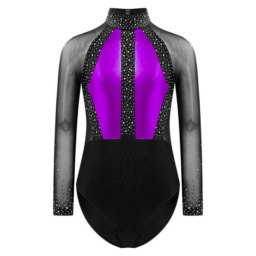 Kids Girl's Leotards With Shorts Patchwork Bodysuit Waistband Dance Outfit Mesh - Picture 36 of 77