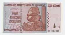 Zimbabwe 5000000000 Dollars 2008 Pick 84 UNC Banknote Uncirculated Serial AB