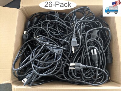 LOT 26pcs: USED Computer/Monitor/Printer 3prong Cables US safety AC Power Cords