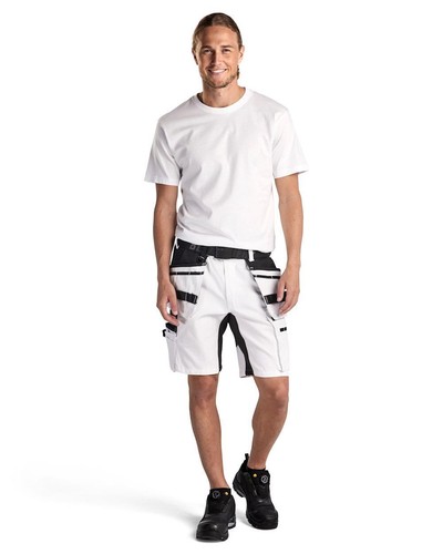 Blaklader X1900 white/black men's stretch Painter/decorator shorts #1911