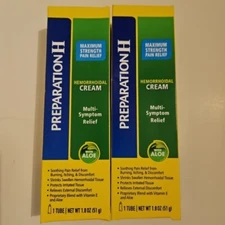 Preparation H Hemorrhoid Cream Aloe Multi-Symptom Relief 1.8Oz X2 Exp 10/2026+