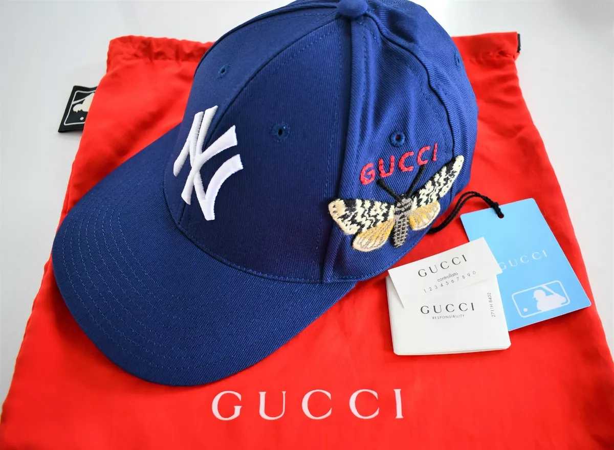 🆕️ Authentic GUCCI NY YANKEES™ Embroidered BUTTERFLY BASEBALL Cap Hat  57-61cm