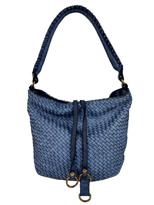 ITALIAN HAND-WOVEN WASHED LEATHER SHOULDER BAG by Elsa Firenze - MADE IN ITALY