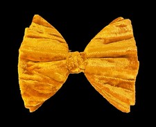 Vintage Bronze Gold Velvet Bow Tie 1970's Large Butterfly Clip On Free Shipping
