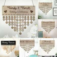 Family Birthday Board Plaque DIY Hanging Wooden Wedding Reminder Calendar Gifts