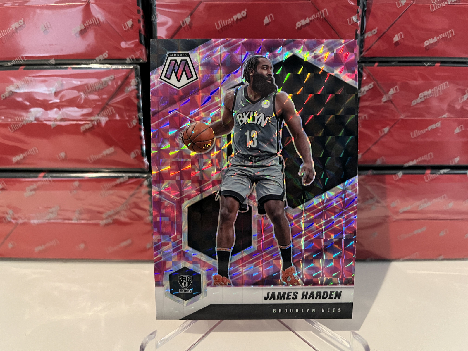 2020-21 NBA Panini Mosaic James Harden #173 Pink Camo Prizm Insert Card