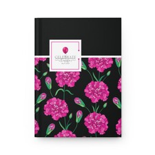 Beautiful Vibrant Pink and Black Floral Personal Journal Hardcover Matte