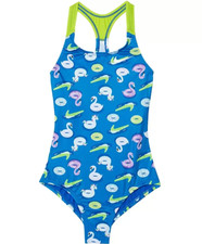 Nike L6503 Girl's Pool Party Multicolor Racerback One-Piece Swimsuit Size Large