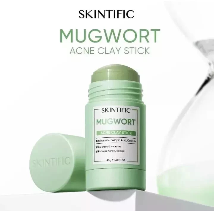 SKINTIFIC Mugwort Acne Clay Mask Stick (reduces redness, inflammation ) 40g X 2