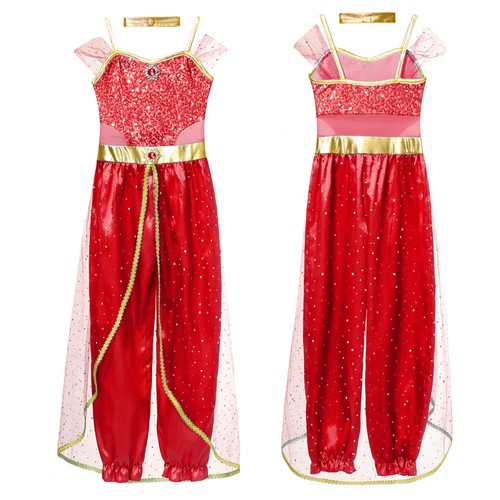Kids Girl's Bodysuit With Choker Belly Leotard With Choker Carnival Arabian - Picture 36 of 46
