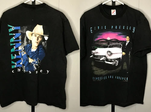 Elvis Presley Kenny Chesney TEST PRINT Rare Print XL 1990s vintage concert t-shirt, vintage, size XL, single stitch, B+ condition