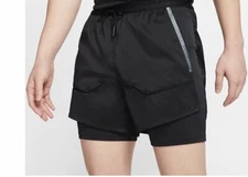 Nike Men’s 2 in 1 Tech Pack Hybrid  Running Shorts Black Reflective CT2379 XL
