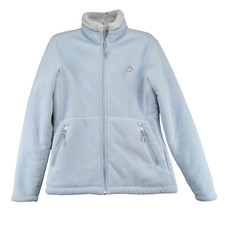 K-way Womens Full Zip Sherpa Fleece Jacket Blue Small Long Sleeve Mock Neck