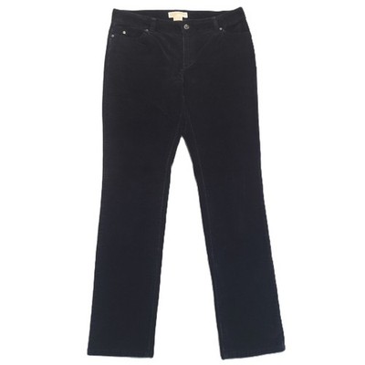 Michael Kors Womens 8 Pants Black Corduroy Mid Rise Straight Leg Stretch