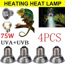 4 Pack 75W UVA UVB 3.0 Reptile Light Bulbs Heat Lamp Bulbs for Reptiles