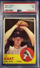 1963 TOPPS #165 JIM KAAT PSA 7 MINNESOTA TWINS PERFECT CENTERING BASEBALL CARD