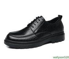 Mens Faux Leather Round Toe Lace up Non-slip Shoes Dress Casual Business Oxfords