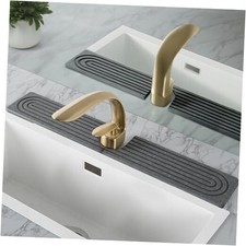 Fast Drying Stone Faucet Mat for Kitchen Sink, Diatomite 15.7" x 3.9" Dark Gray