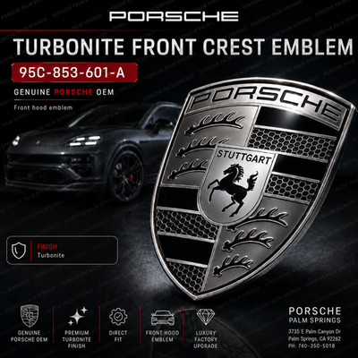 Genuine Porsche Porsche Exclusive Turbonite Front Crest Emblem 95C
